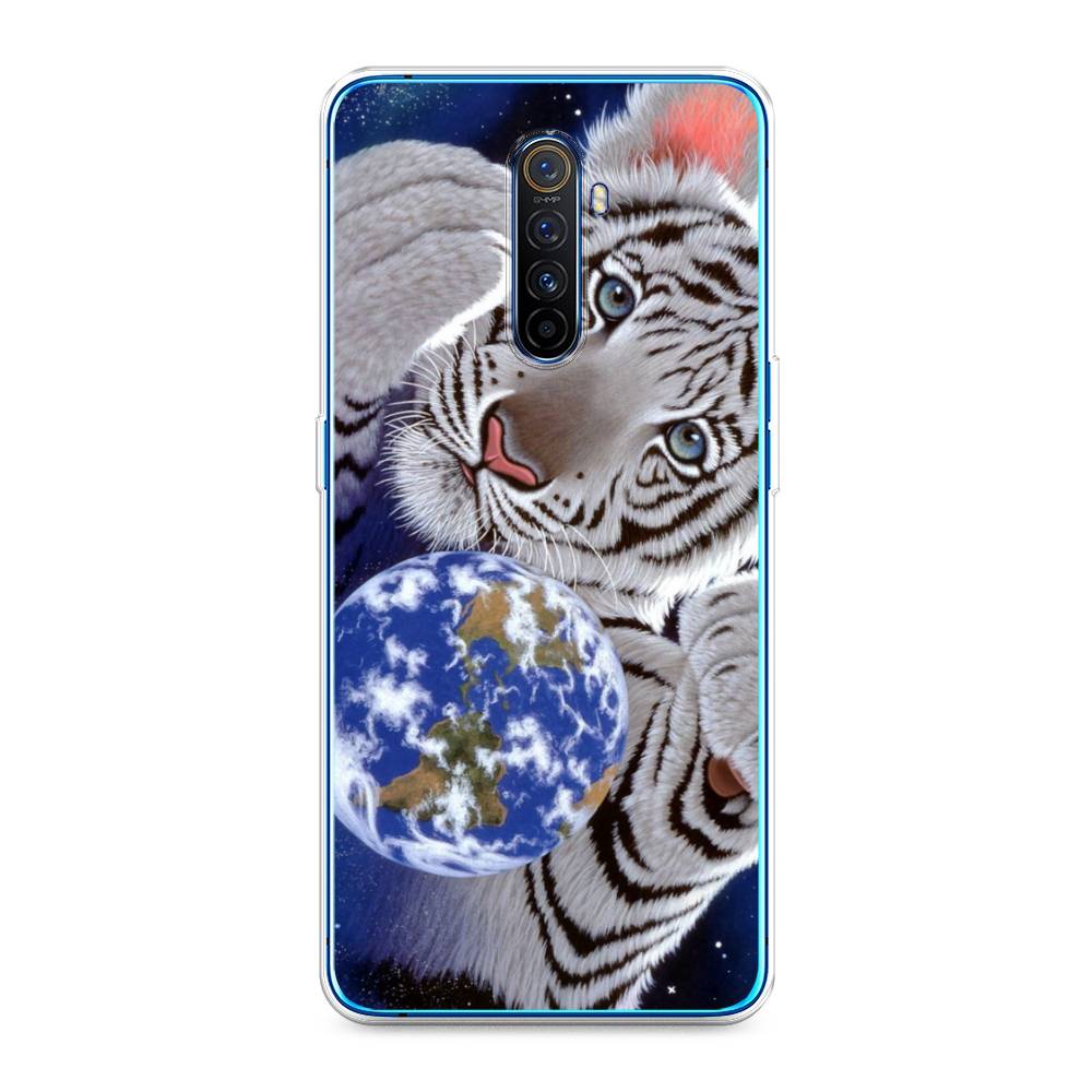 

Чехол на Realme X2 Pro "Тигренок и Земля", Синий;белый;черный, 251750-1