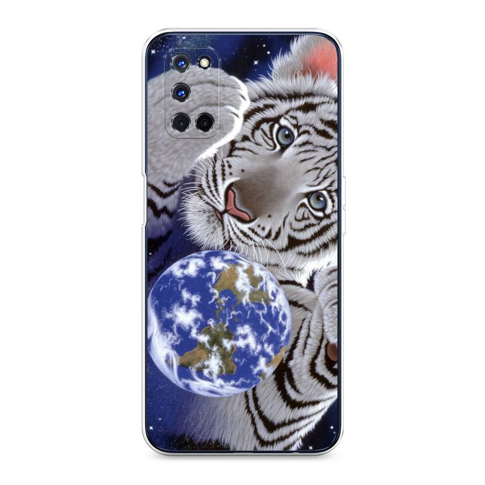 

Чехол на Oppo A52 "Тигренок и Земля", Синий;белый;черный, 253250-1