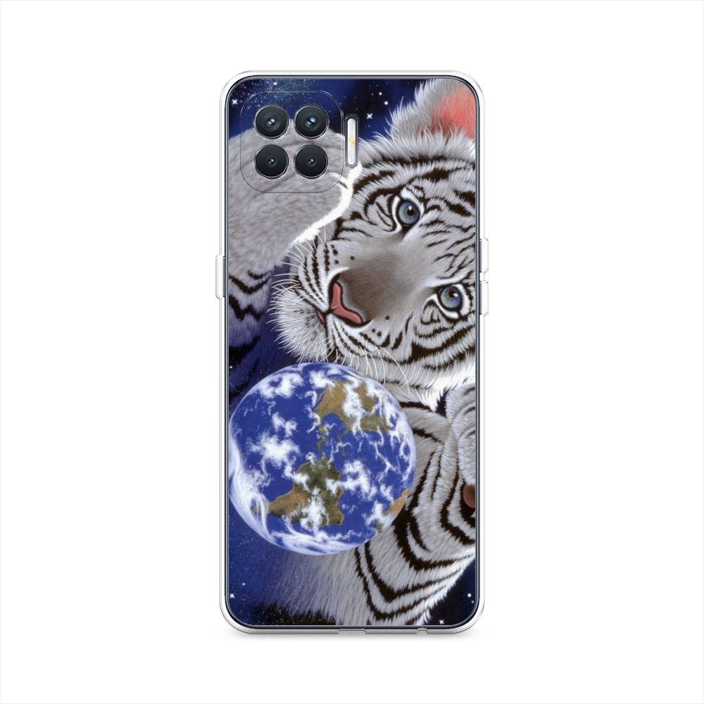 

Чехол на Oppo Reno 4 Lite "Тигренок и Земля", Синий;белый;черный, 255350-1