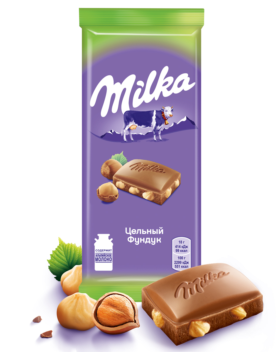 Шоколад Милка молочный с фундуком 85г
