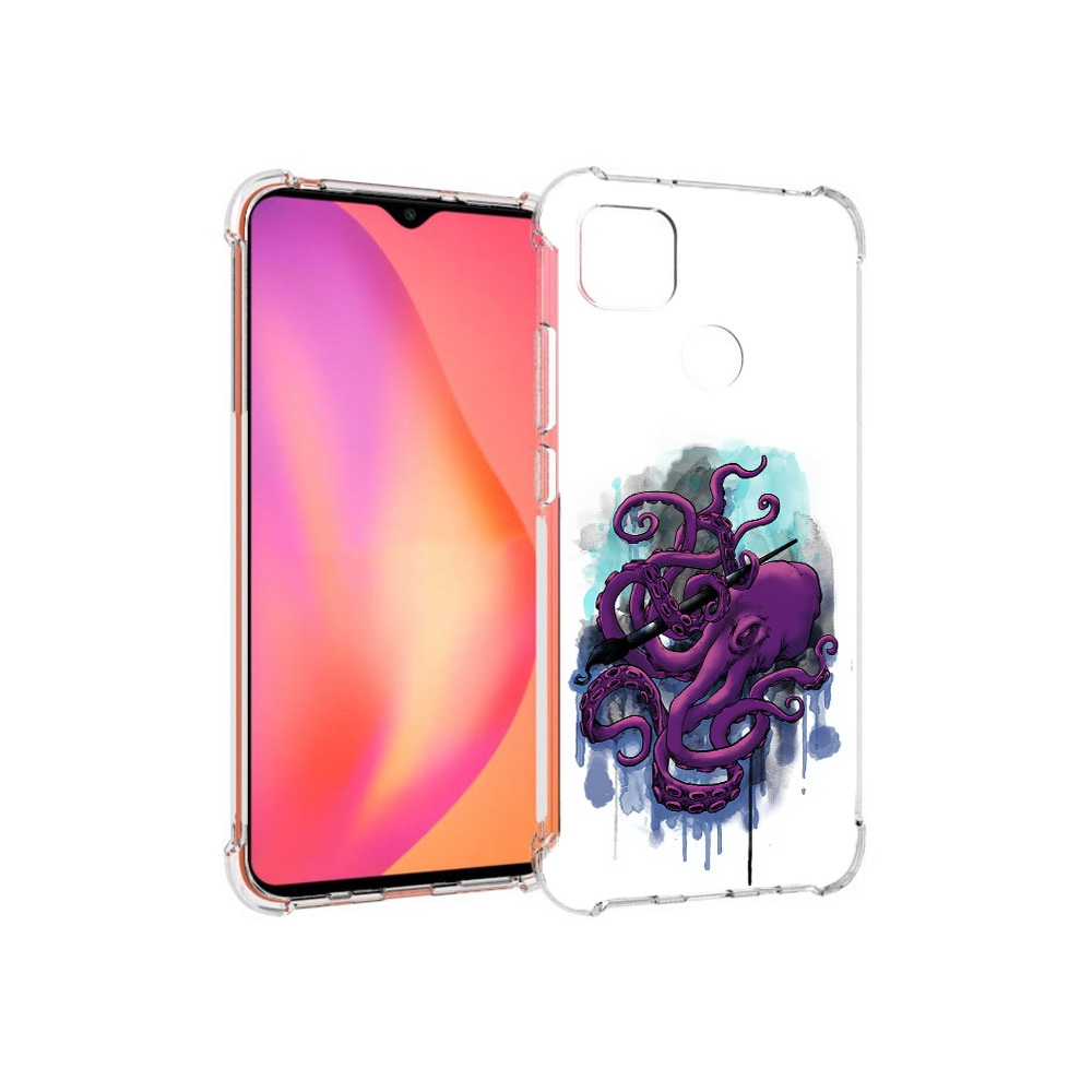 

Чехол MyPads Tocco для Xiaomi Redmi 9C фиолетовый осьминог (PT152115.265.658), Прозрачный, Tocco