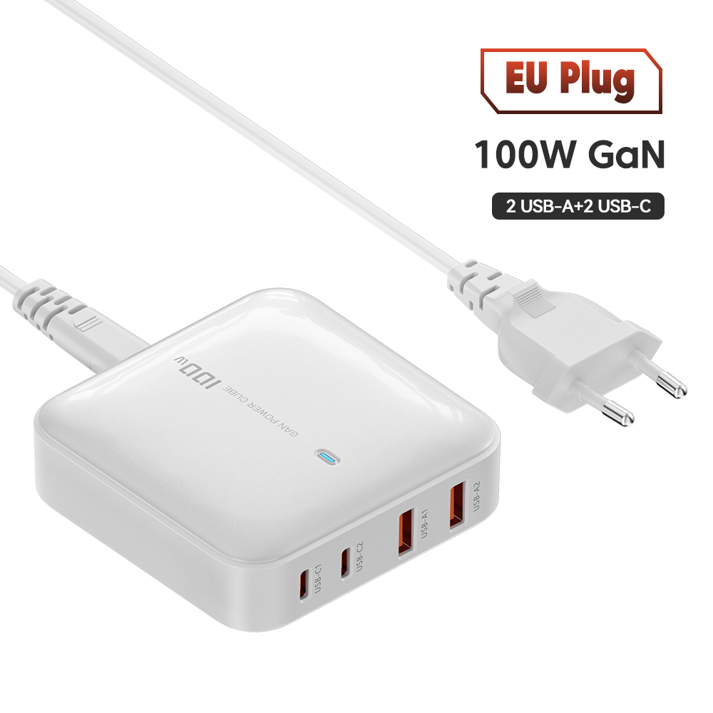 

Сетевое зарядное устройство Toocki 100W Desktop GaN Charger 2xUSB, 2xUSB Type-C 5 А белый, 100W Desktop GaN Charger