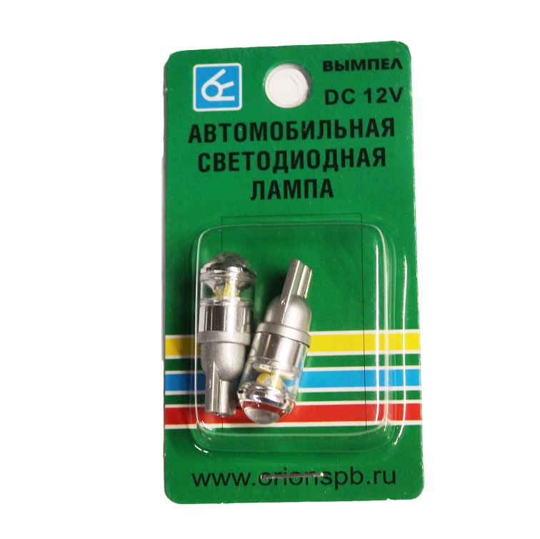 

Светодиод 12V W7W 2,1x9,5d T10 4SMD (габариты, подсветка номера) б/ц белый (ВЫМПЕЛ)