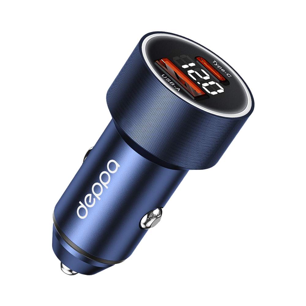 Автомобильное зарядное устройство Car Charger USB A USB-C PD QC 30 75W дисплей мет 1706₽