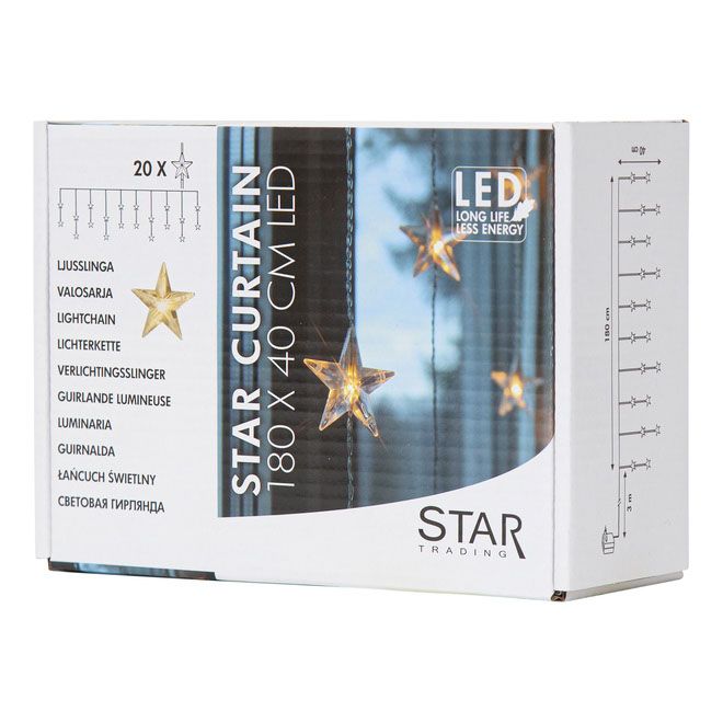 Гирлянда-занавес Star Trading Star Curtain Звезды внутренняя 180 х 40 см 20 минилампочек