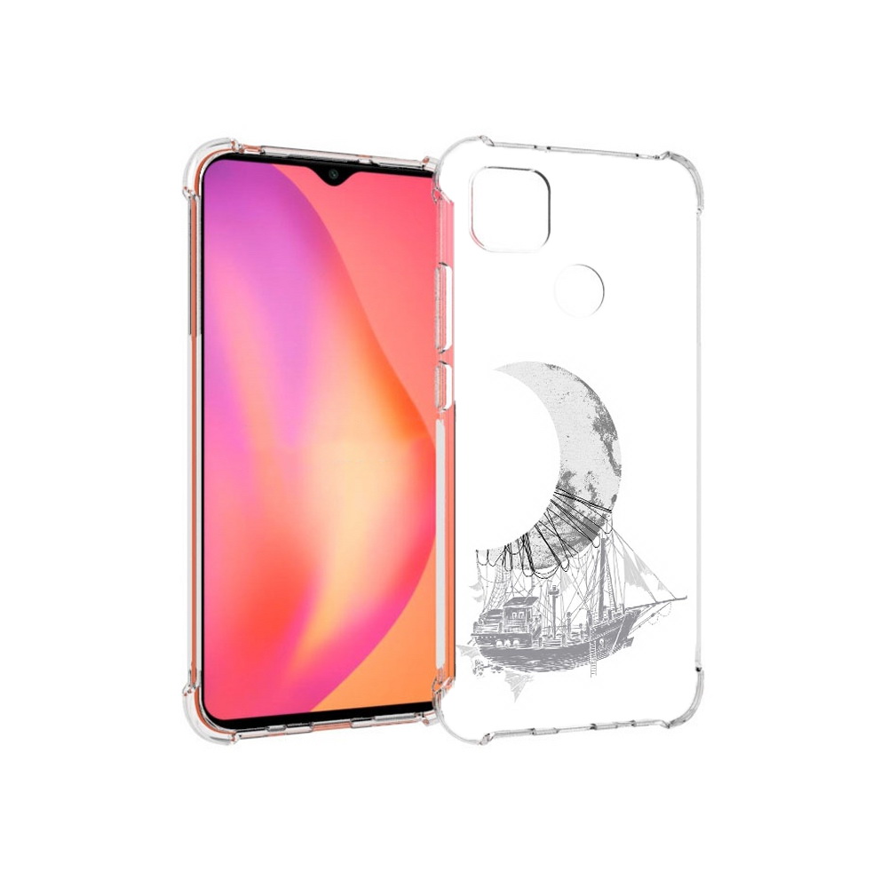 

Чехол MyPads Tocco для Xiaomi Redmi 9C черно белый корабль полумесяц (PT152115.265.684), Прозрачный, Tocco