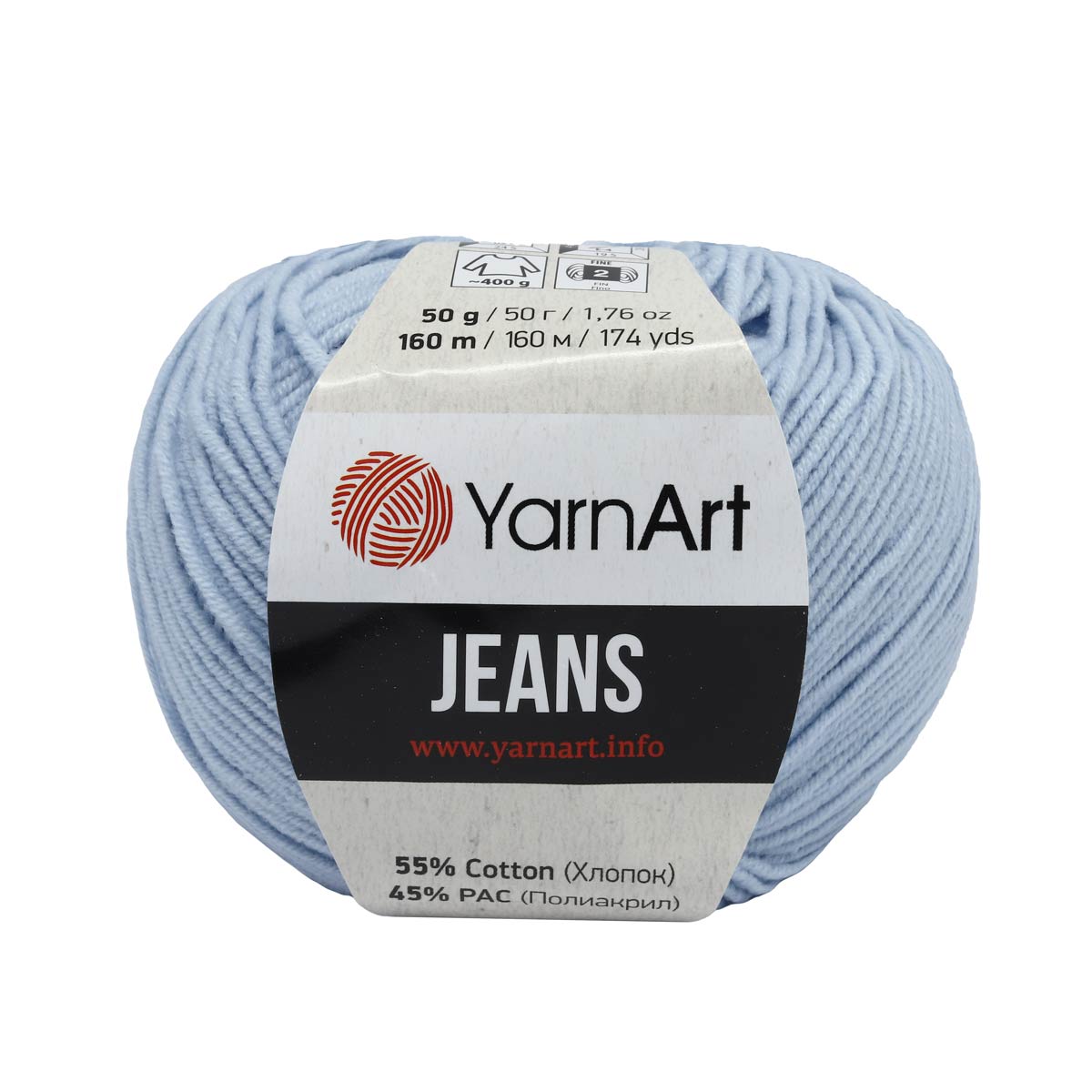 фото Пряжа yarnart 372001_00057 jeans 75 небесно-голубой