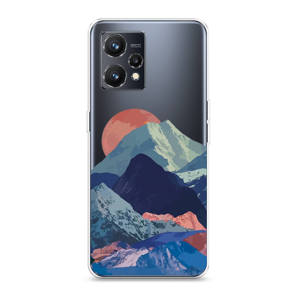 

Чехол на Realme 9 4G "Закат в снежных горах", Бордовый;серый;голубой, 257250-2