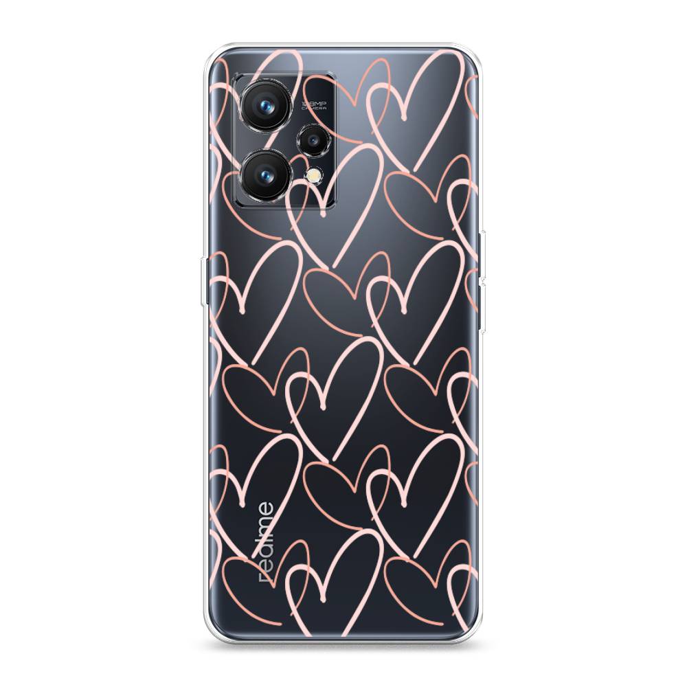 

Чехол на Realme 9 4G "Узор из сердечек", Розовый;бежевый, 257250-6
