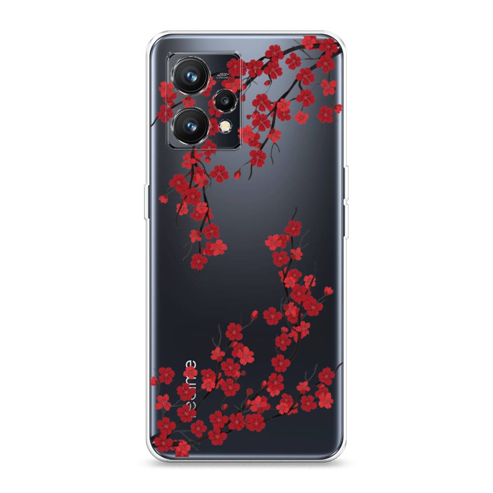 

Чехол на Realme 9 4G "Красная сакура", Красный;черный, 257250-2