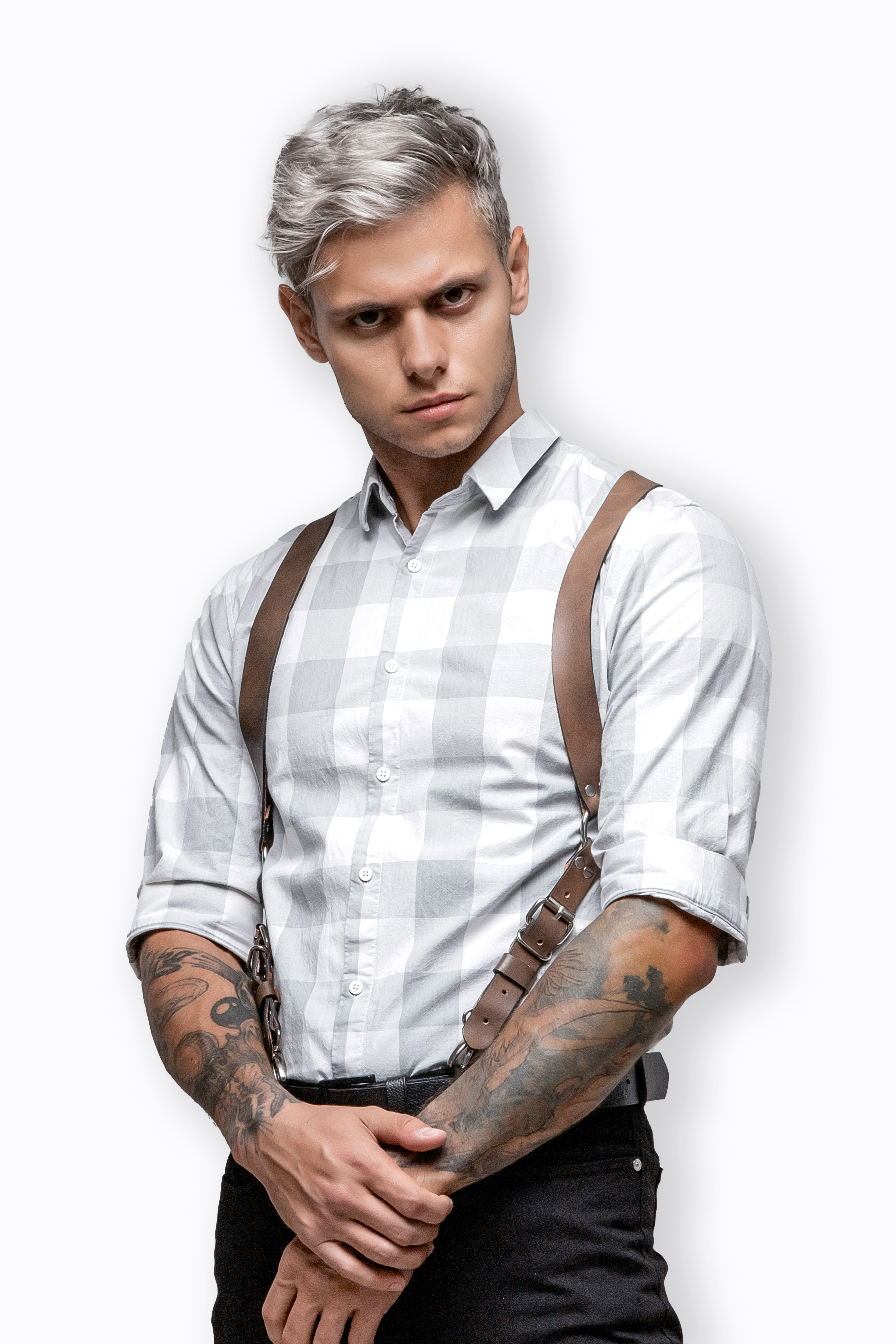 

Портупея мужская ПодКожей AMUR men's Style из ремней натуральной кожи р, Коричневый, DBS - 002-br