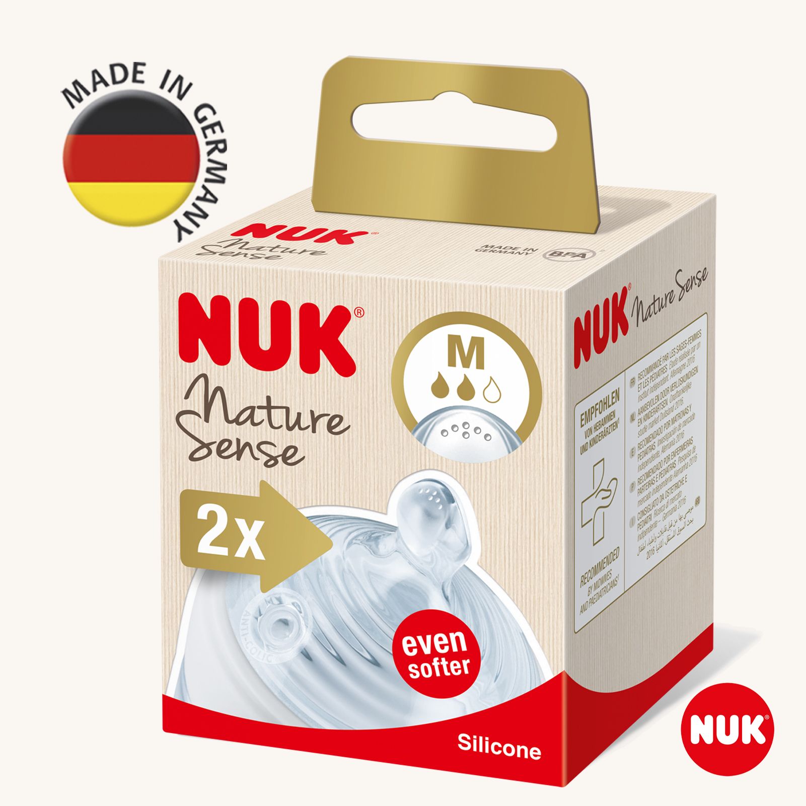 Соска NUK NAT SENSE из силикона для детей 0-6 мес с отверстием М 2 шт 1168₽