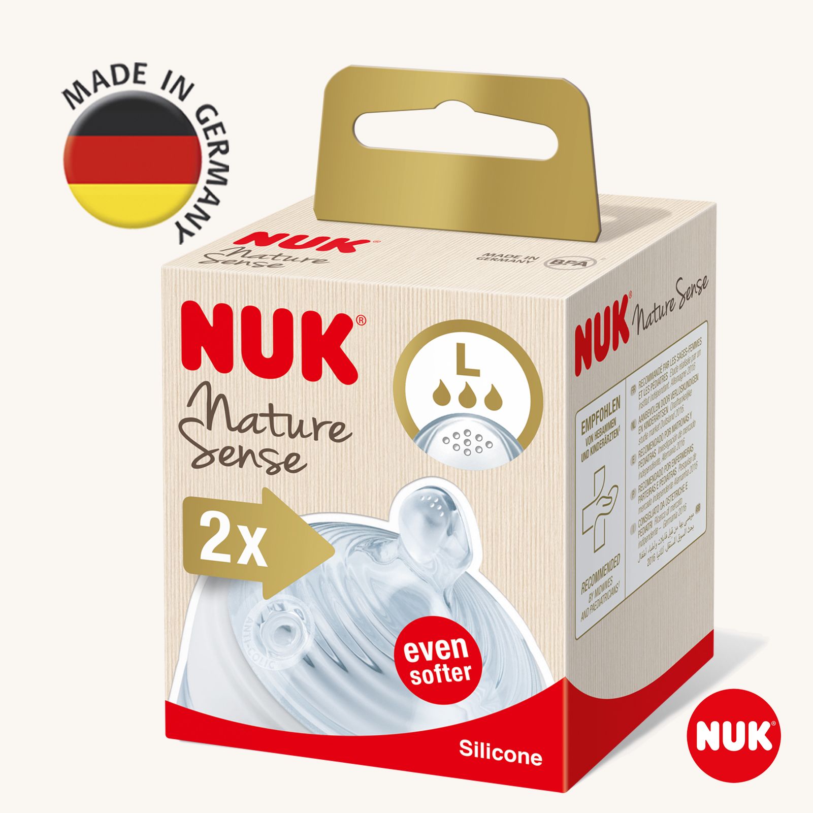 Соска NUK NAT SENSE из силикона для детей 0 мес с отверстием L 2 шт 1168₽