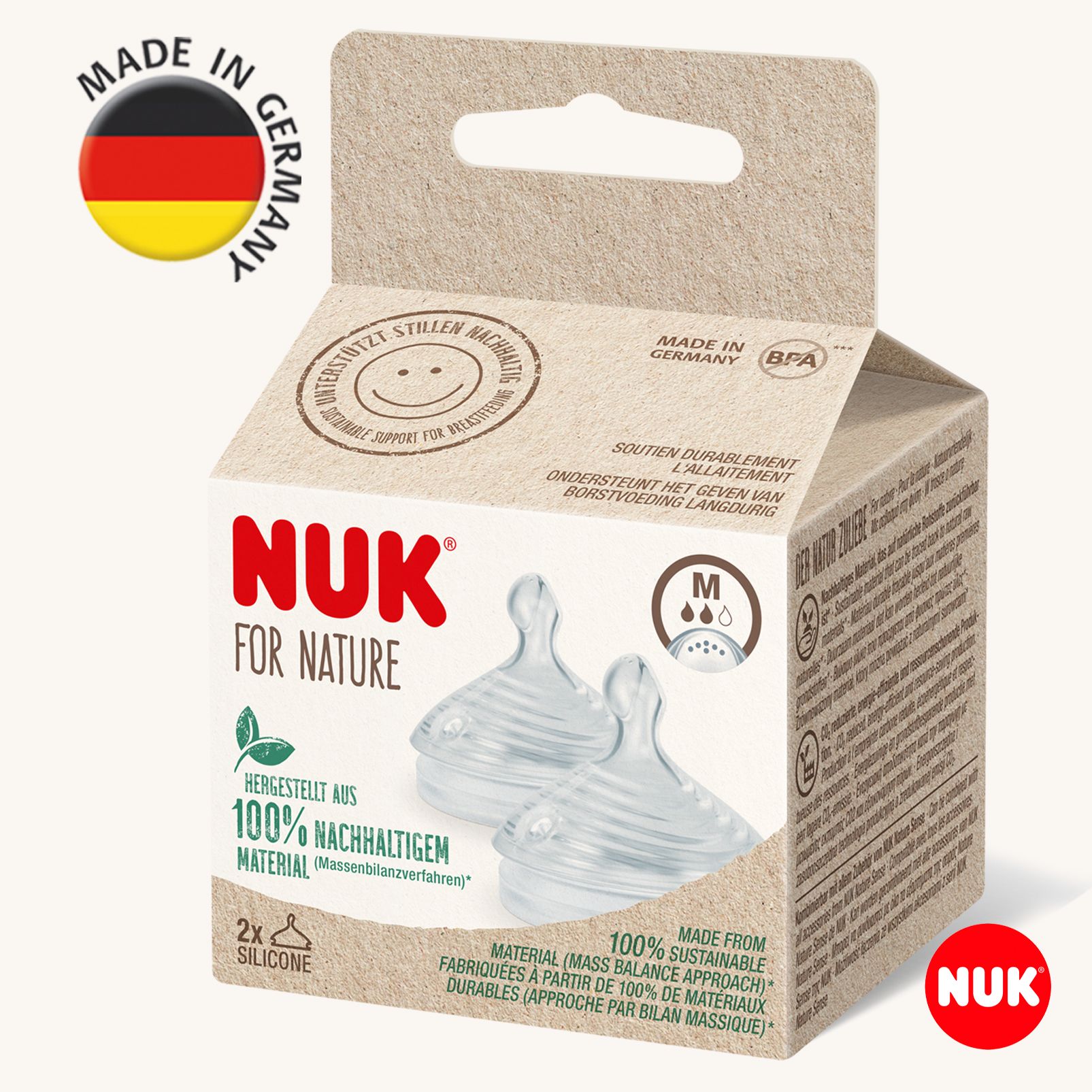 Соска NUK For Nature из силикона с отверстием M 2 шт 1297₽