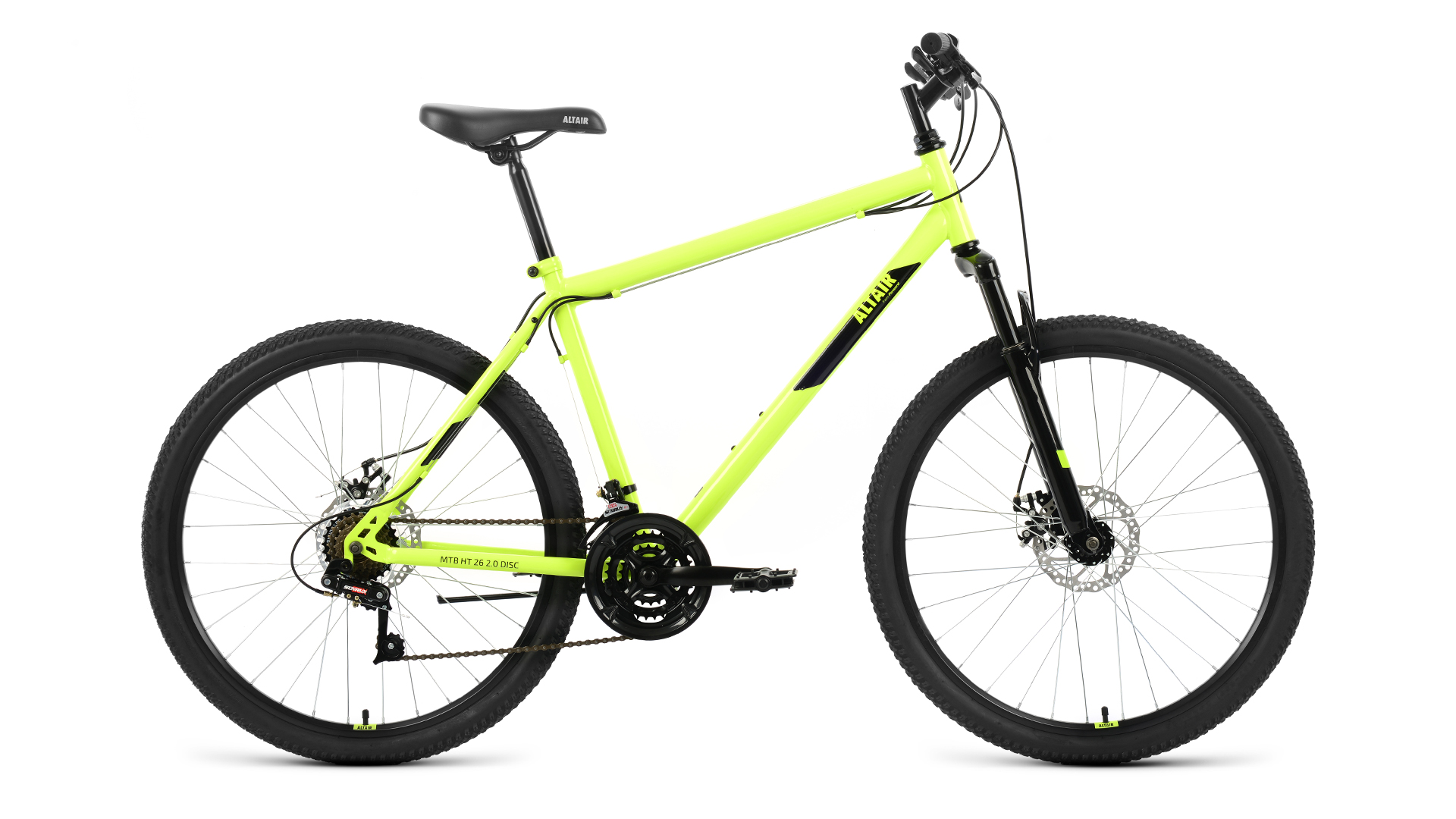 

Велосипед FORWARD ALTAIR MTB HT 26 2.0 D, колесо 26'', рост 17'', сезон 2021-2022, ярко-зе