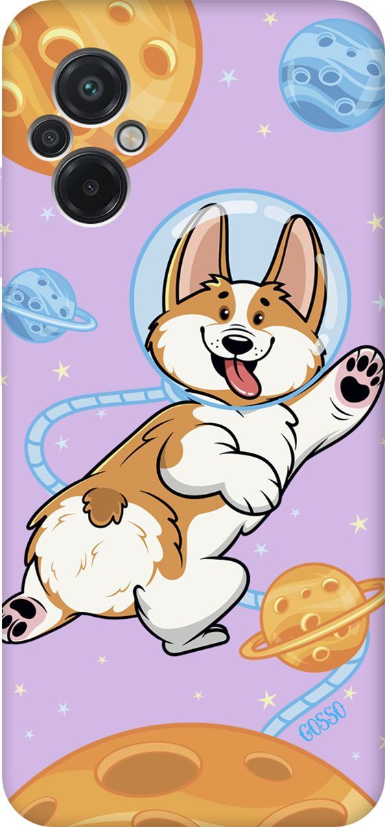 

Чехол на Xiaomi Poco M5 "CosmoCorgi" сиреневый, Фиолетовый;коричневый, 15168