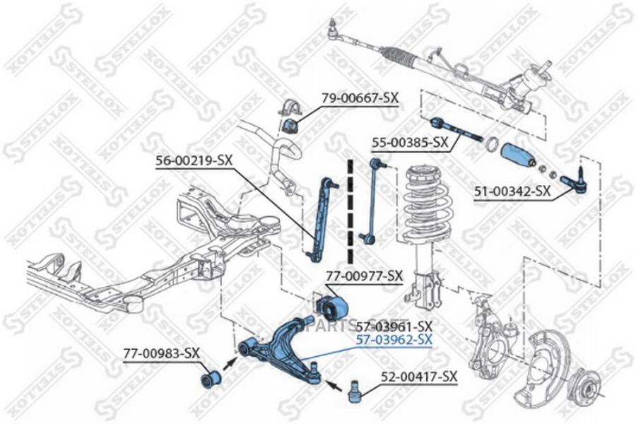 

STELLOX Рычаг передний правый в сборе CHEVROLET Cruze 1.6 83Kw/Cruze 1.8 10>