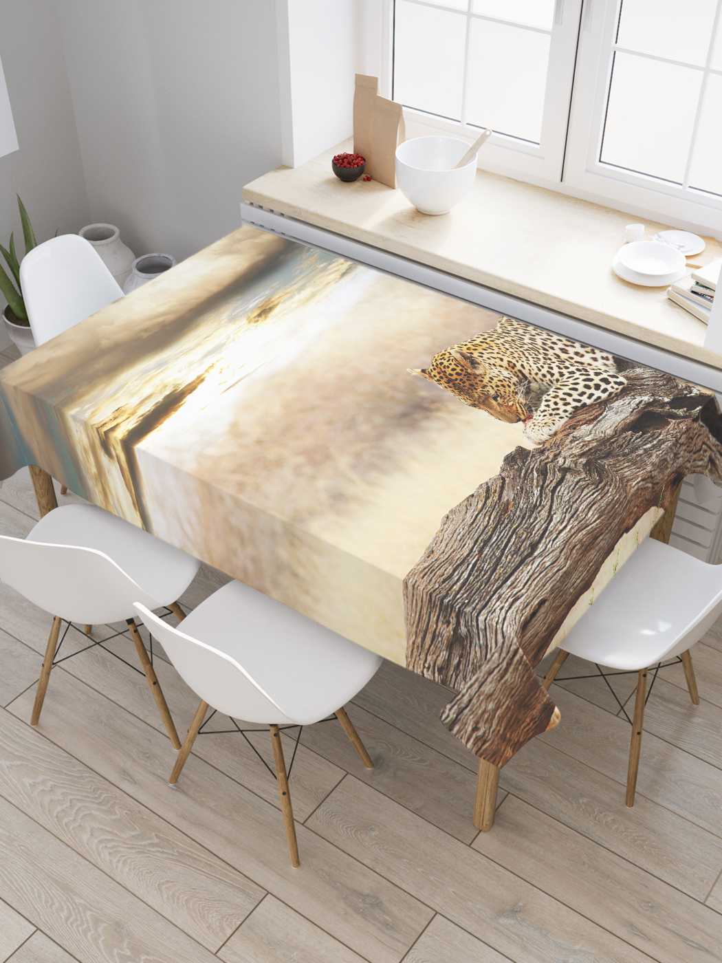 

Скатерть прямоугольная JoyArty "Спокойствие леопарда" из оксфорда, 120x145 см, Красный, Спокойствие леопарда