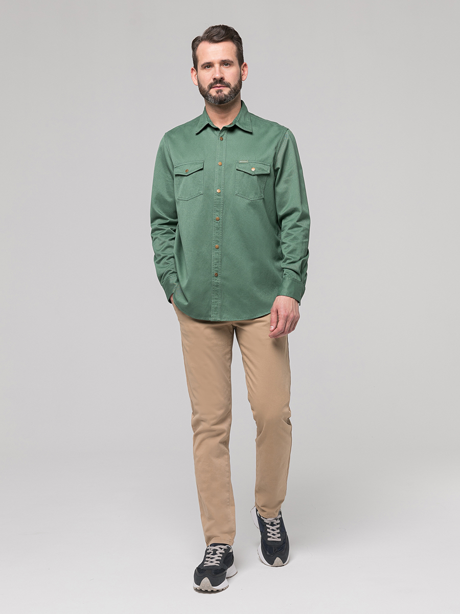 Джинсовая рубашка мужская Velocity I-RSPD12 зеленая XL