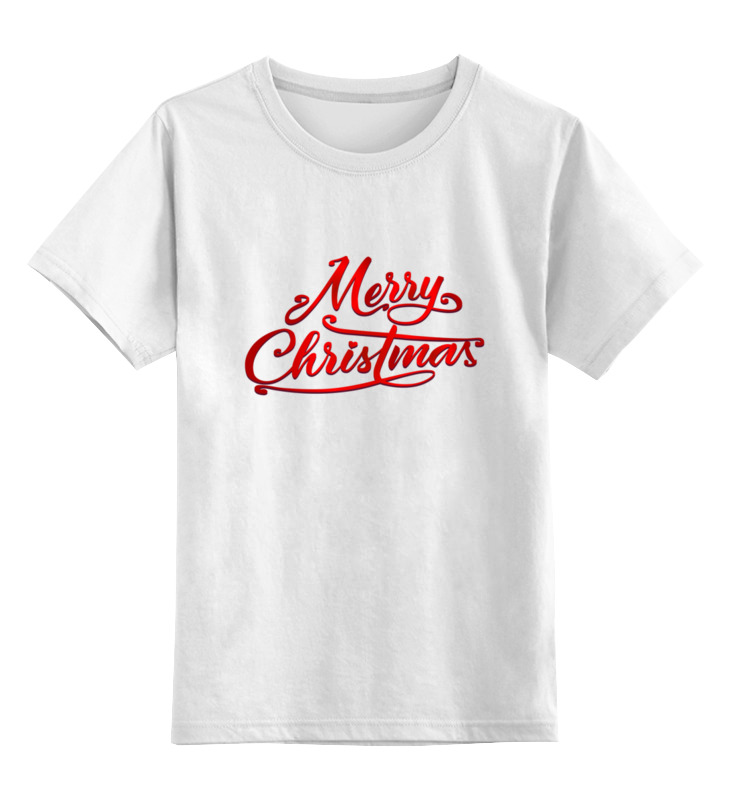 Детская футболка Merry Christmas белого цвета, размер 128.