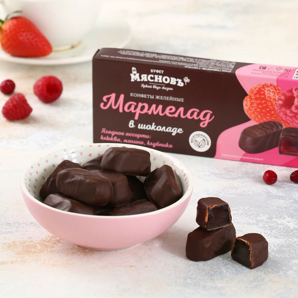 Мармелад МясновЪ БУФЕТ в шоколаде ягодное ассорти 200 г