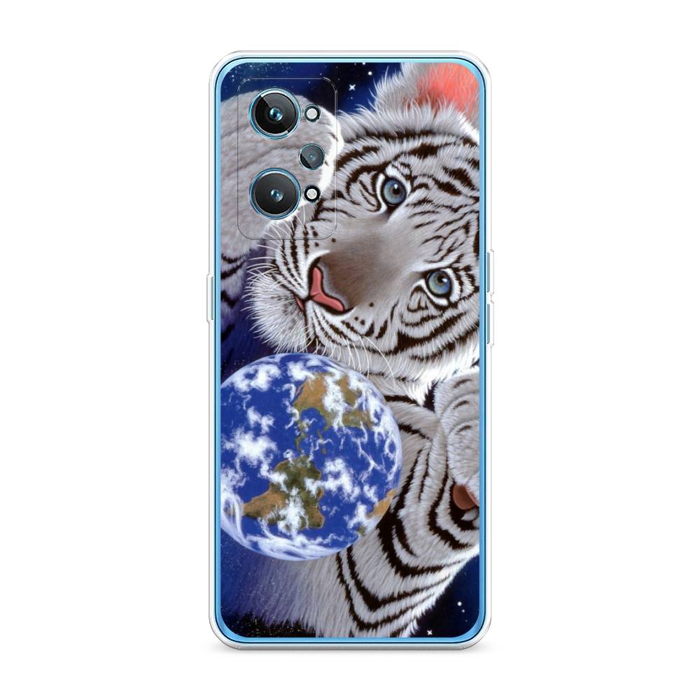 

Чехол на Realme GT 2 "Тигренок и Земля", Синий;белый;черный, 258550-1