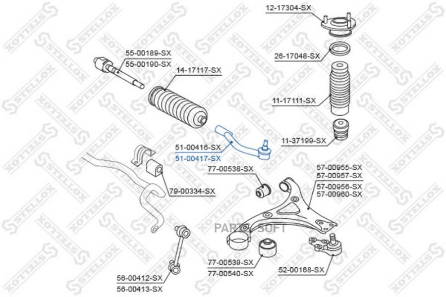 

Наконечник Рулевой Правый STELLOX 5100417SX
