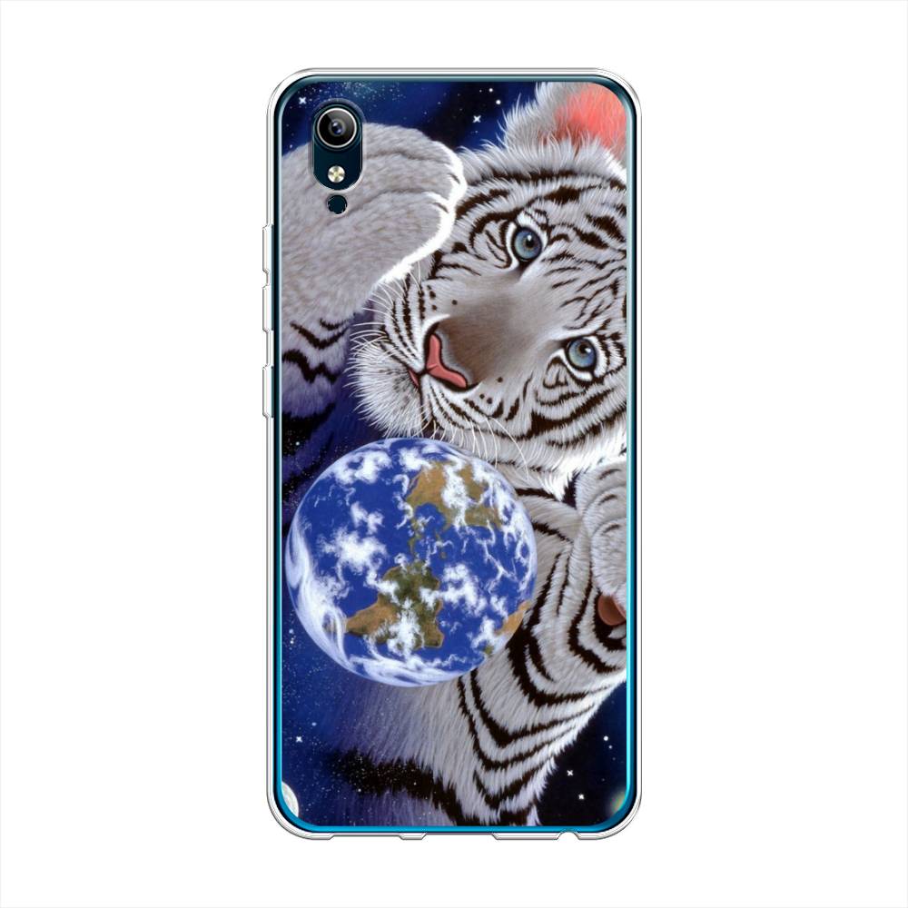

Чехол на Vivo Y91c "Тигренок и Земля", Синий;белый;черный, 262850-1