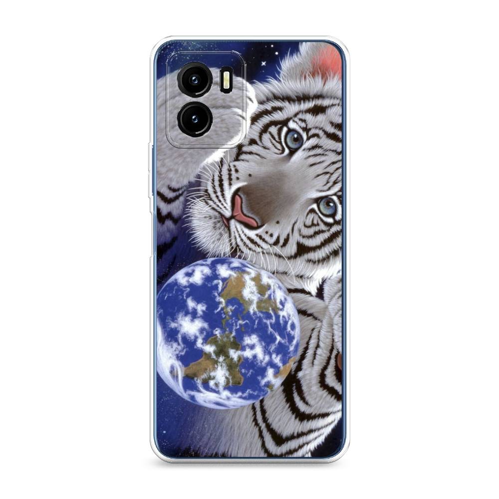 

Чехол на Vivo Y15s "Тигренок и Земля", Синий;белый;черный, 265650-1