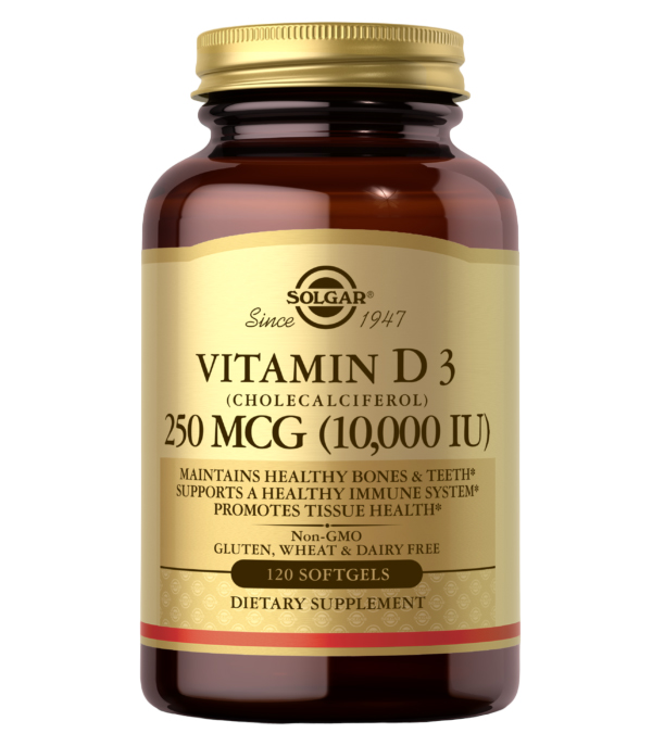 Купить Solgar Vitamin D3 (Cholecalciferol) 250 mcg (10, 000 IU) Softgels 120 softgels
