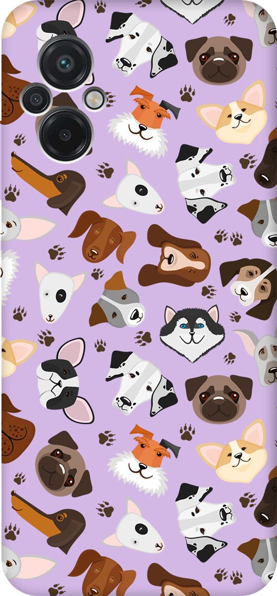 

Чехол на Xiaomi Poco M5 "Dogs Pattern" сиреневый, Фиолетовый;коричневый, 15169