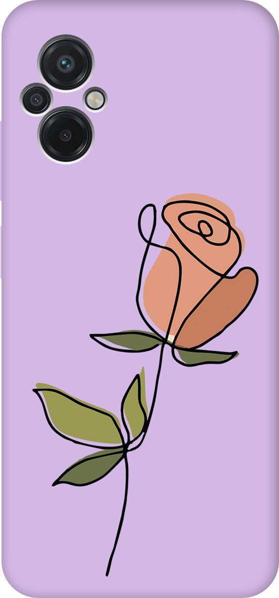 

Чехол на Xiaomi Poco M5 "Rose" сиреневый, Фиолетовый;зеленый, 15170