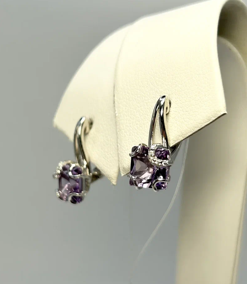 

Серьги из серебра Argentum Z2-10479, аметист/фианит, Z2-10479