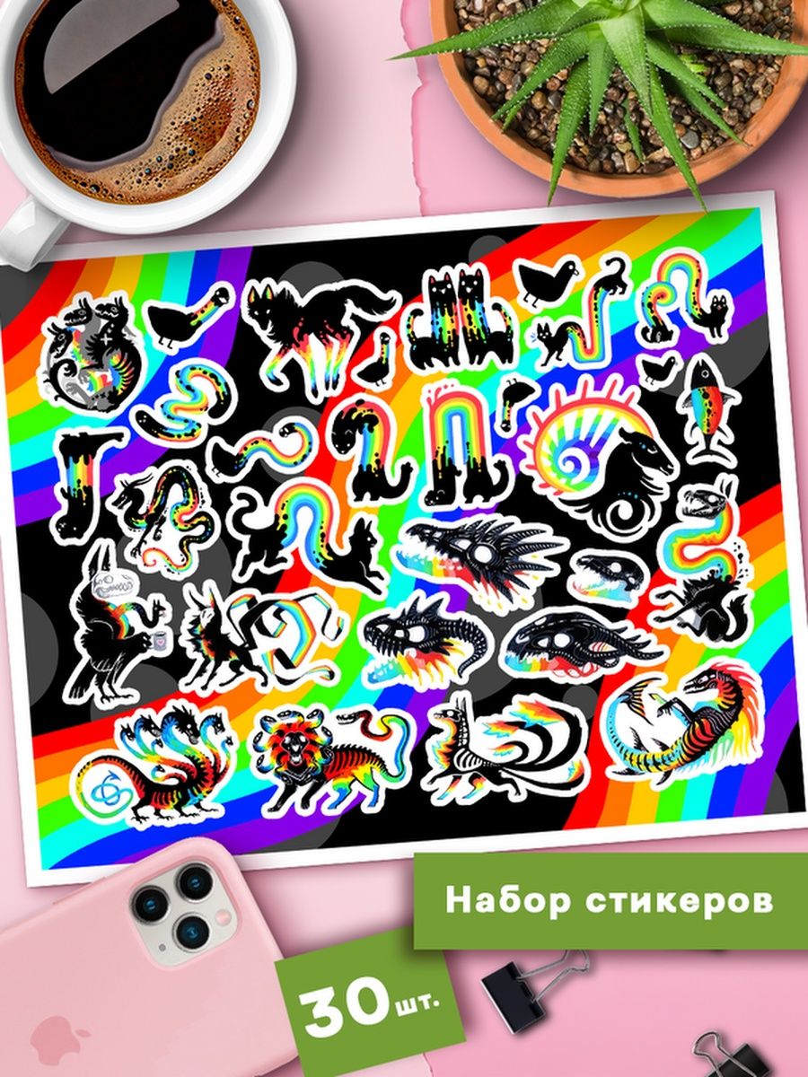 

Наклейки Клейкие Наклейки Радужная готика SHNA_030_20x25