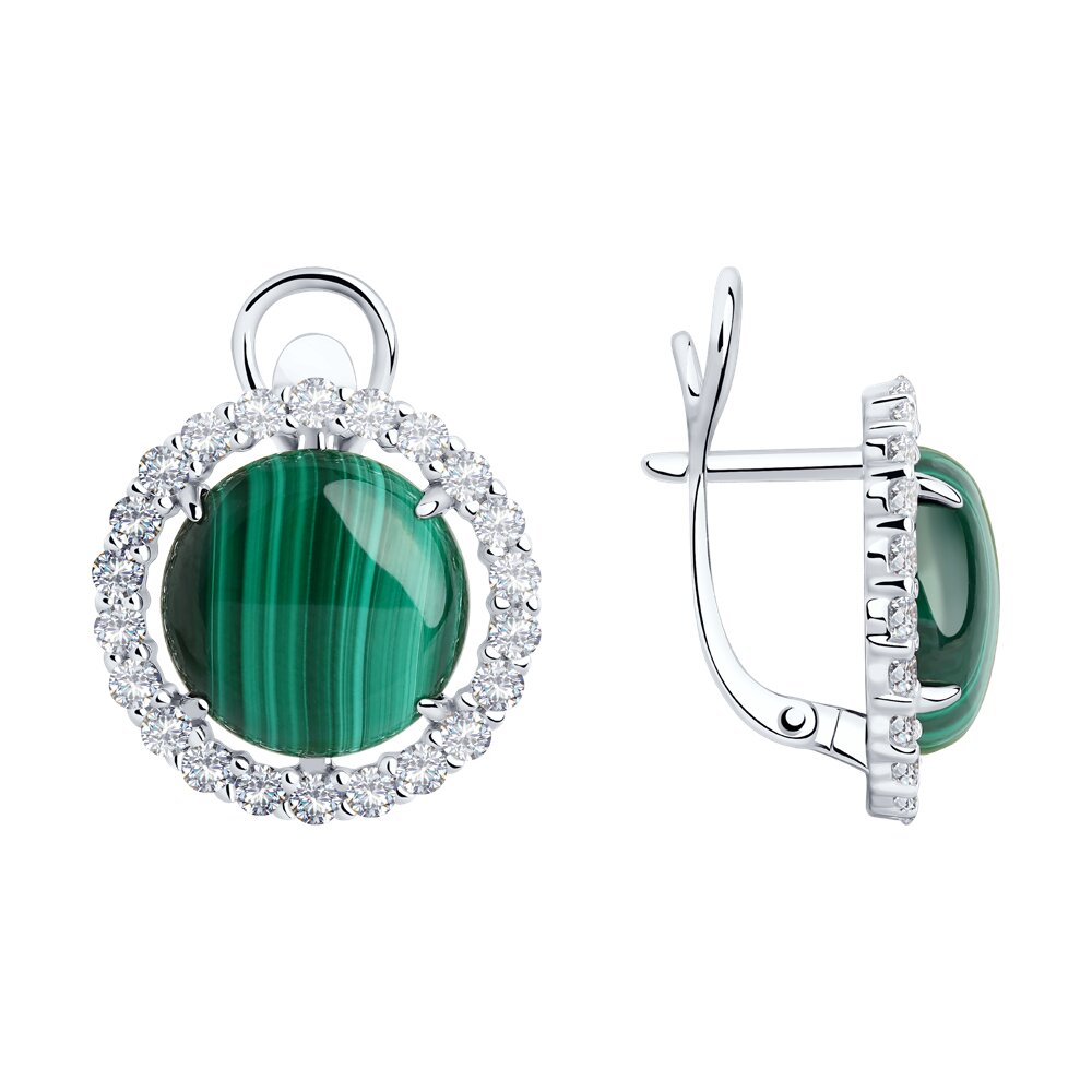 

Серьги из серебра Diamant 94-320-00830-1, фианит/малахит, 94-320-00830-1