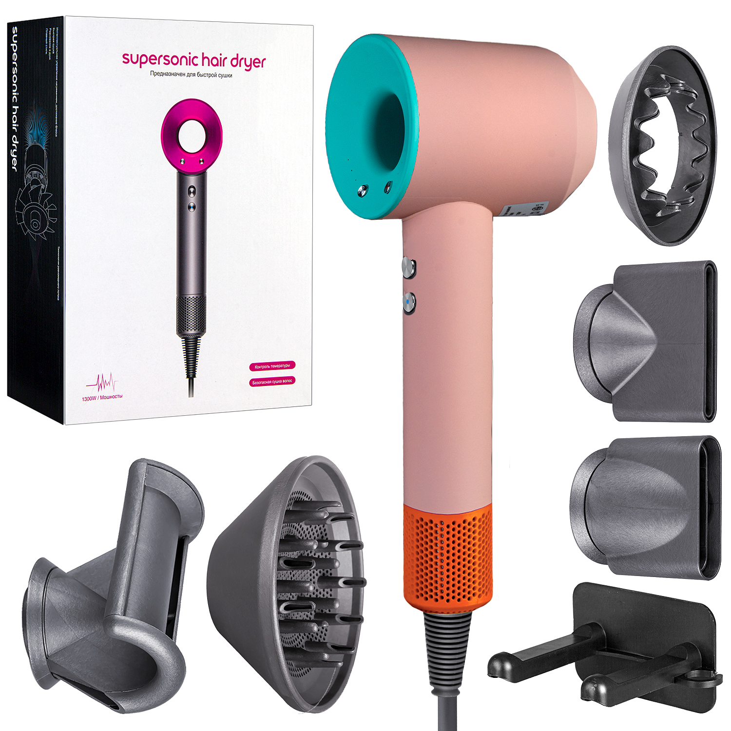 

Фен Supersonic Hair Dryer 1600 Вт голубой, розовый, Hair Dryer