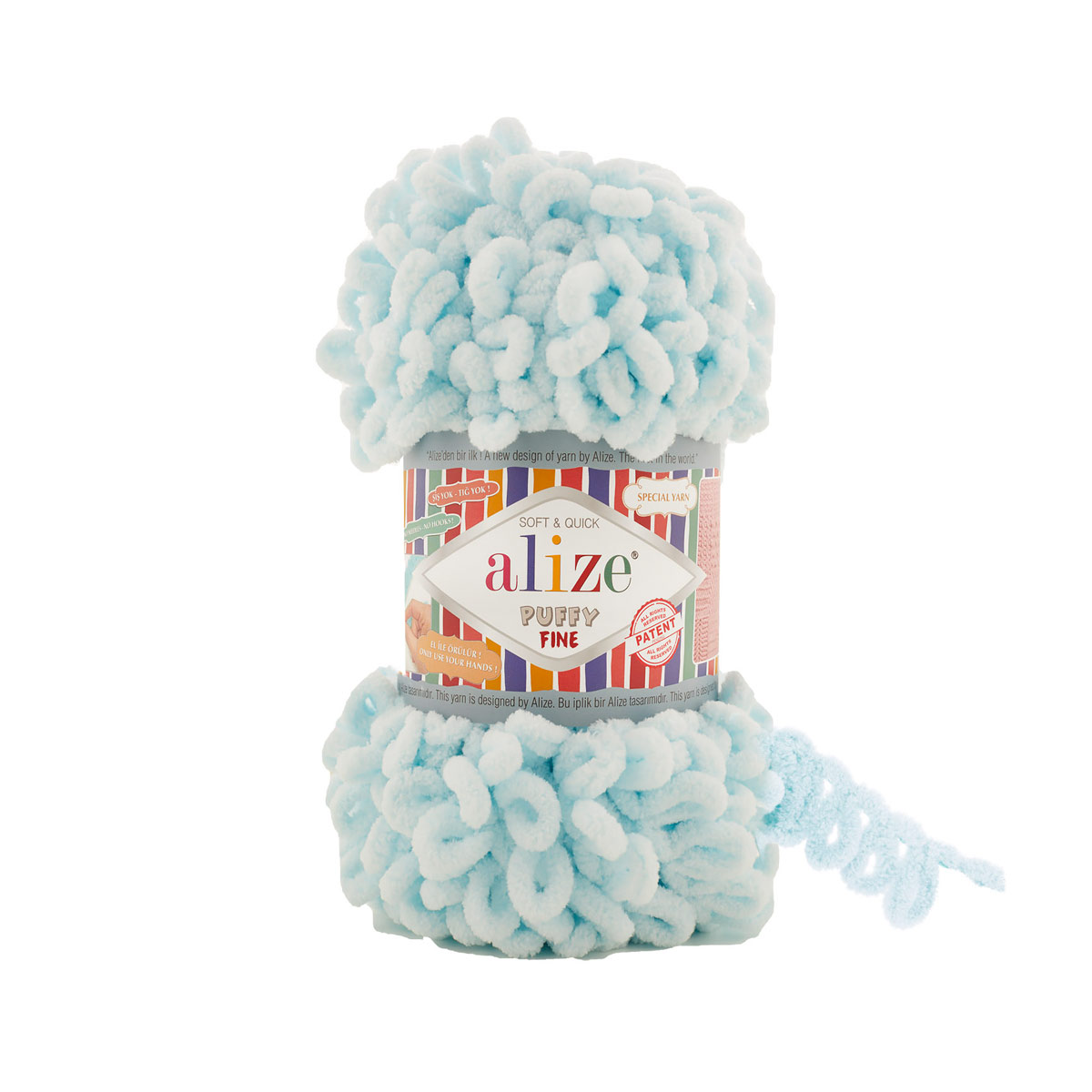 

Пряжа ALIZE Puffy Fine 100г, 14м (100% микрополиэстер) (522 светло-голубой), 5 мотков, Puffy Fine