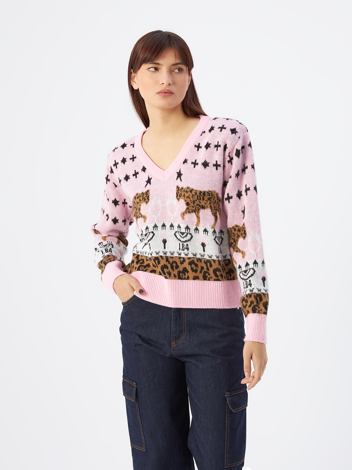 Пуловер женский J.B4 6WB0217 розовый M