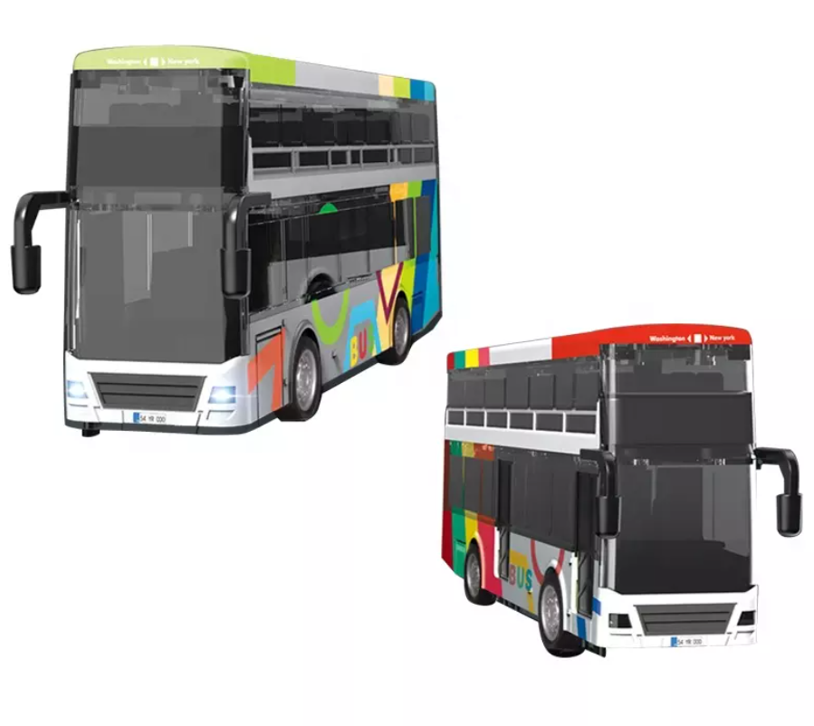 Модель автобуса YEADING двухэтажный металлический со светом и звуком, инерционный YD6631A