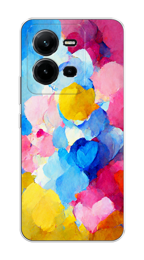 

Чехол на Vivo V25/V25e "Яркие пятна", Синий;голубой;желтый;розовый, 267650-1