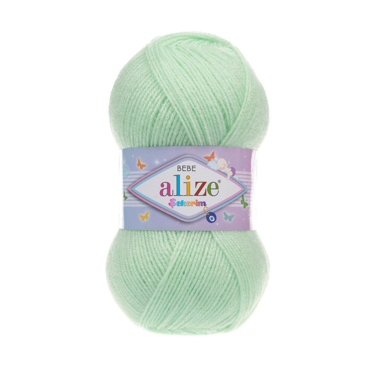 Пряжа ALIZE Sekerim Bebe 100г, 320м (100% акрил) (188 бледно-зелёный), 5 мотков