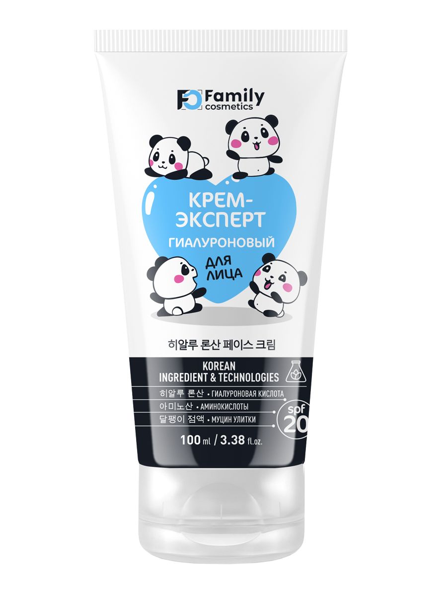 фото Крем-эксперт панда гиалуроновый для лица 100 мл. family cosmetics