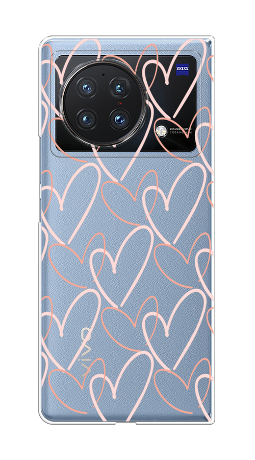 

Чехол на Vivo X Fold Узор из сердечек, Розовый;бежевый, 266750-6