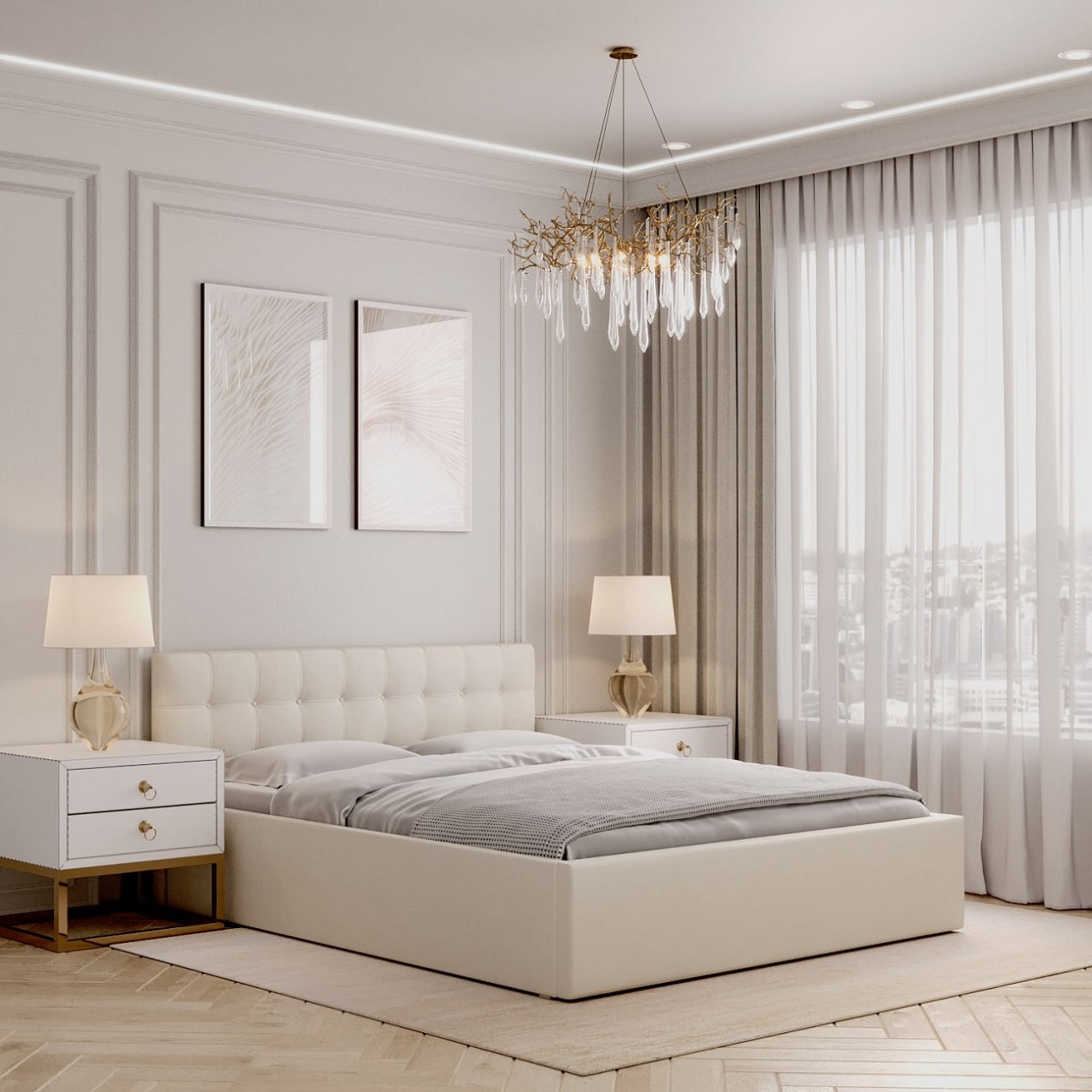 

Кровать полутороспальная DivalDo Венеция 120х200 с подъемным механизмом, белая, Белый, Венеция