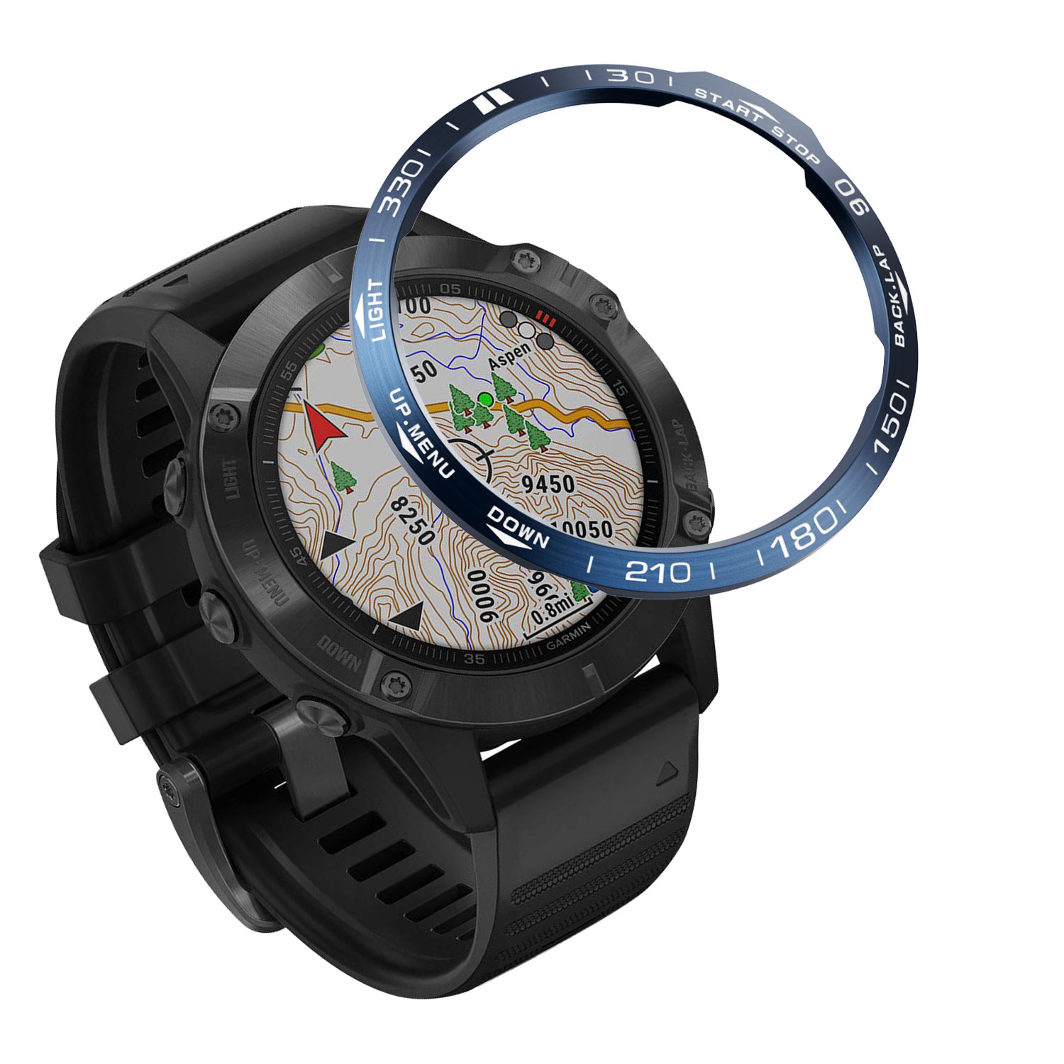 Кольцо Безеля из нержавеющей стали (стиль A) для Garmin Fenix 6X - синее