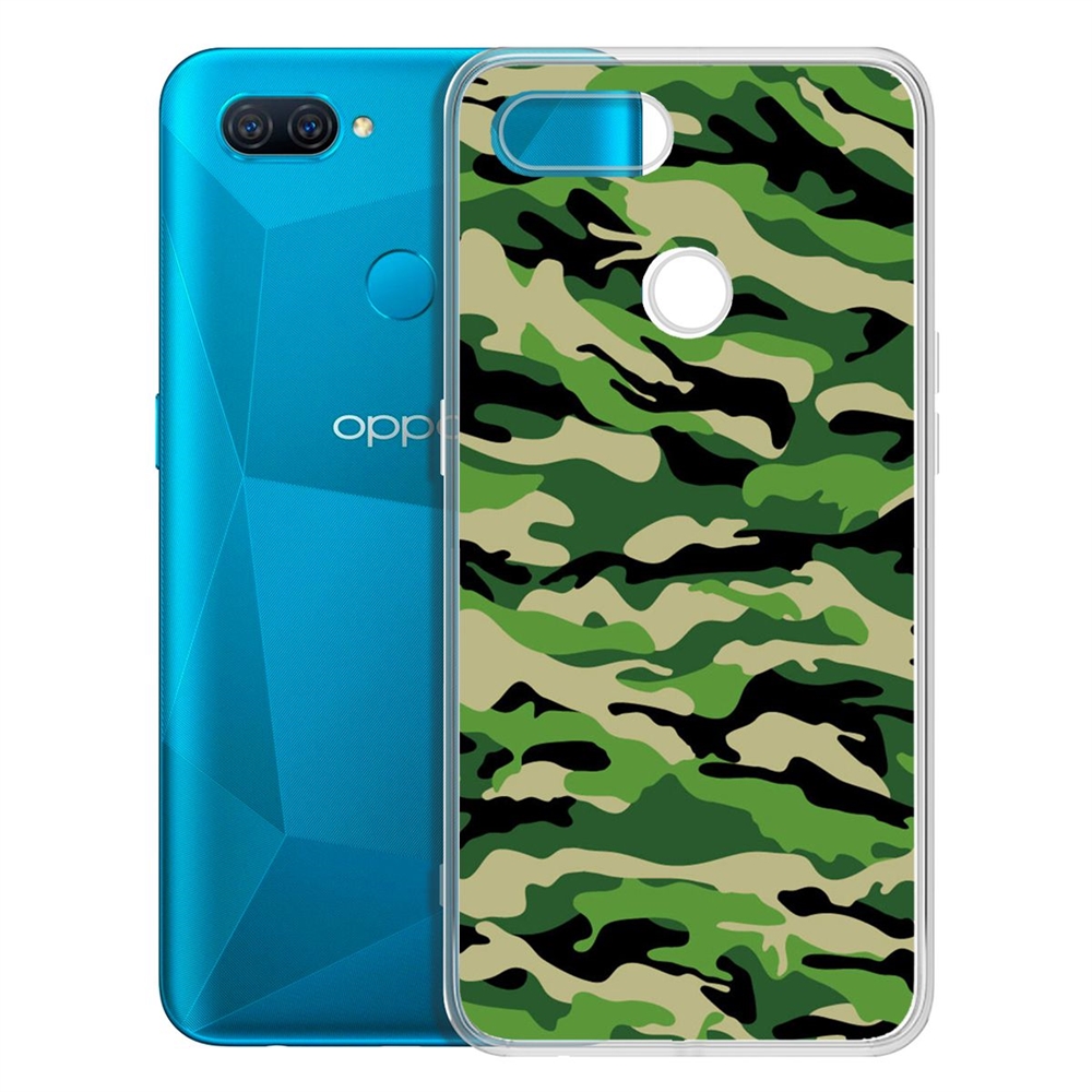 

Чехол-накладка Камуфляж зеленый для OPPO A12/A11k/A7/A5s, Прозрачный