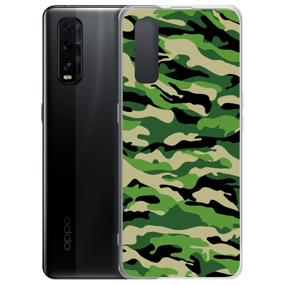 

Чехол-накладка Камуфляж зеленый для OPPO Find X2, Прозрачный