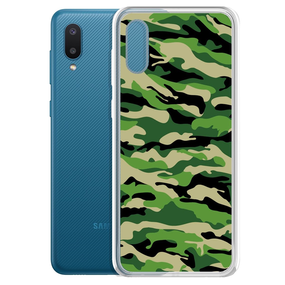 

Чехол-накладка Камуфляж зеленый для Samsung Galaxy A02 (A022), Прозрачный