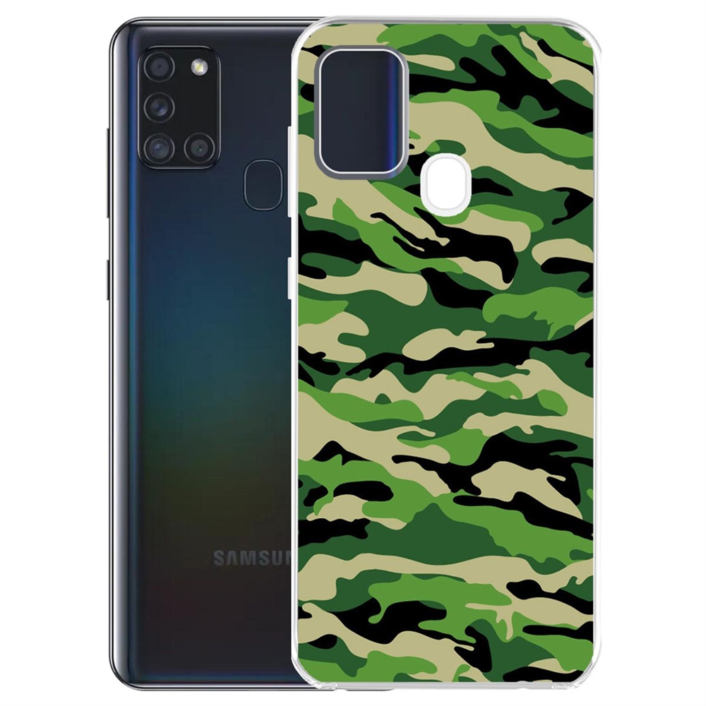 

Чехол-накладка Камуфляж зеленый для Samsung Galaxy A21s (A217), Прозрачный