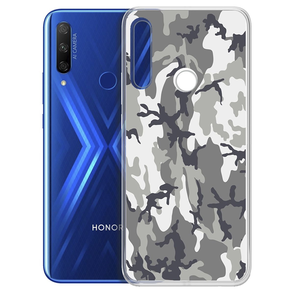 

Чехол-накладка Камуфляж серый для Huawei P Smart Z/Honor 9x, Прозрачный
